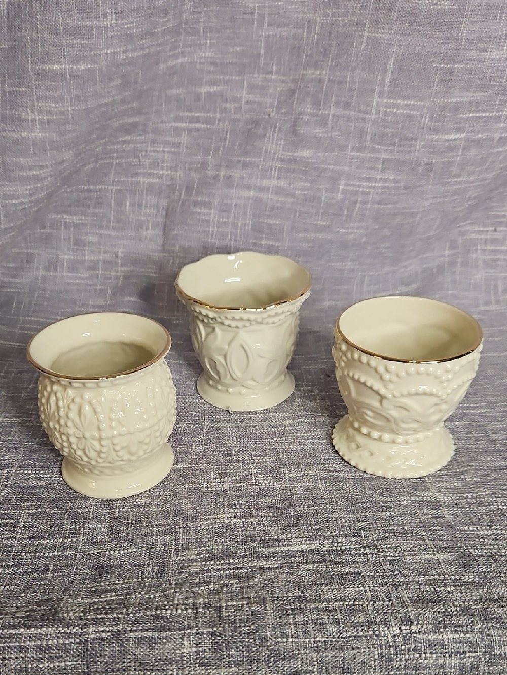 Lenox Cream Ceramic Egg Cups with Gold Trim
